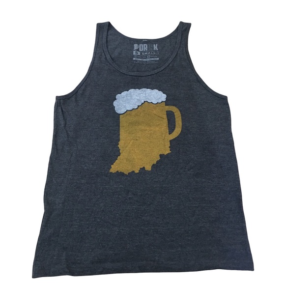 The Drink Dark Charcoal Gray Indiana Beer Drink Graphic Tank Top Size Small - Picture 3 of 6